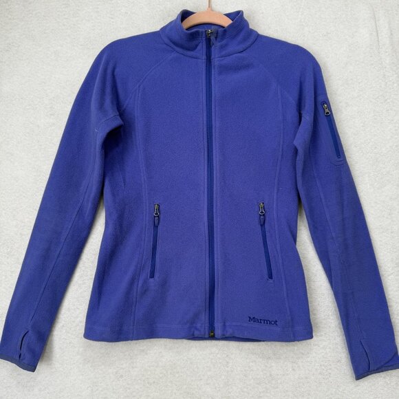 Marmot Jacket Womens XS Purple Polartec Fleece Full Zip Pockets Outdoor D8290 - Picture 1 of 15